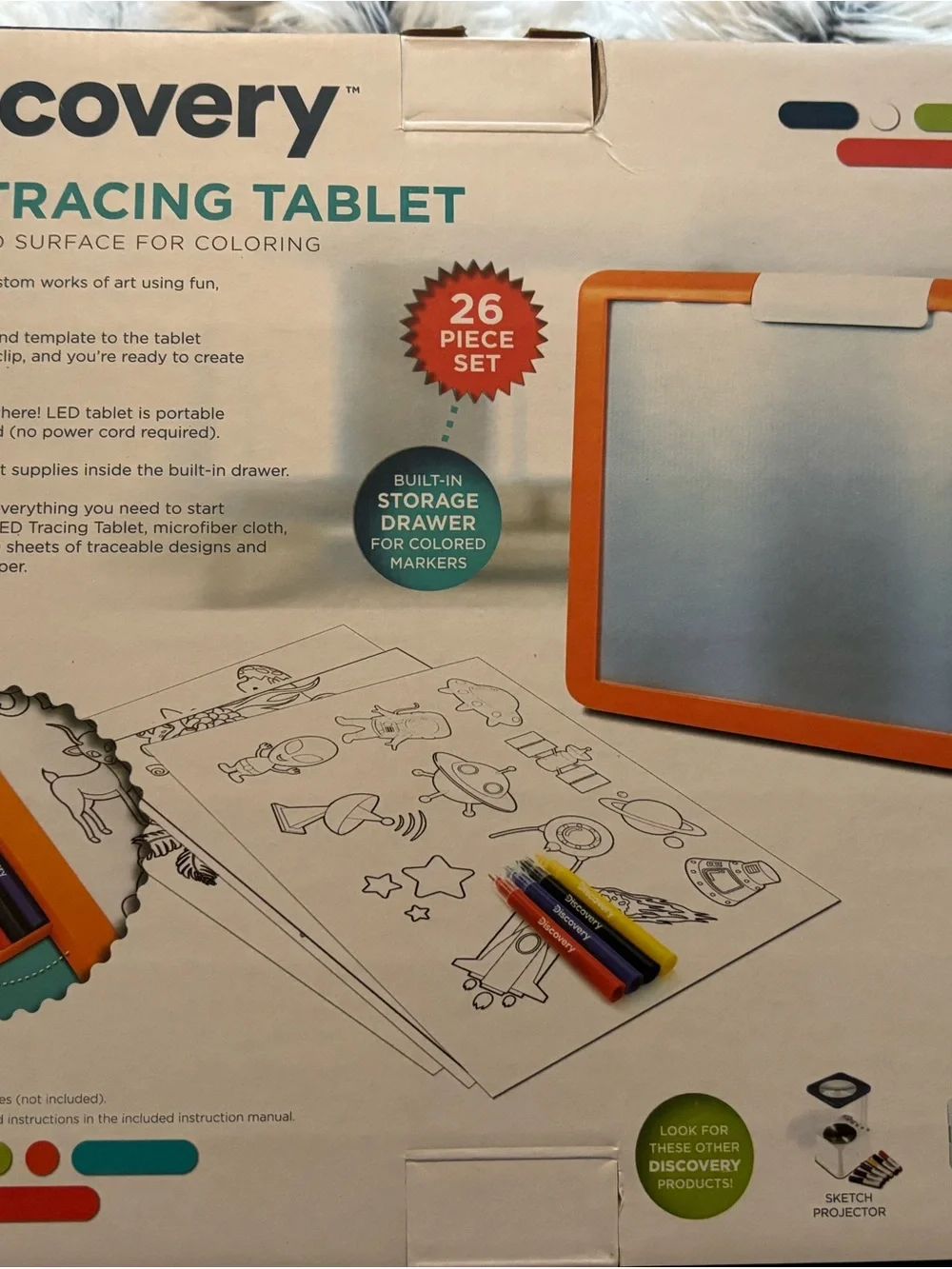 Discovery LED Tracing Tablet with Orange Frame and Multicolor Markers